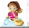 Girl Eating Breakfast Clipart Image