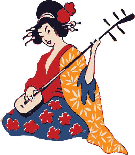 japanese art geisha. Geisha Playing Shamisen