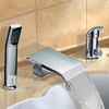Chrome Finish Contemporary Widespread Two Handles Waterfall Tub Faucet With Handshower-- Faucetsuperdeal.com Image