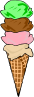 Ice Cream Cone (4 Scoop) Clip Art