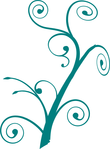 Teal Branch Swirl clip art