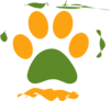 Orange Green Paw Clip Art