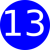 Number 13 Blue Background Clip Art