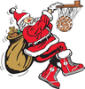 Santa Playing Basketball Clipart Image