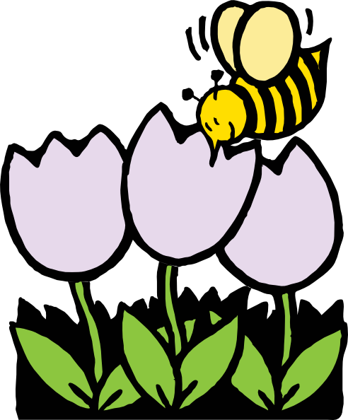 flower line clip art. Bee And Flowers clip art