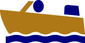 Motorboat-blue-gold-bw Clip Art