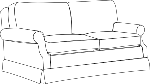 couch clipart black and white