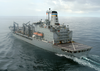 The Military Sea Lift Command, Oiler Usns Kanawha (t-ao 196) Pulls Alongside Uss Theodore Roosevelt (cvn-71) For A Replenishment At Sea Image