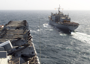 Uss Iwo Jima (lhd 7) Pulls Alongside The Military Sealift Command (msc) Combat Stores Ship Usns Concord (t-afs 5) Image