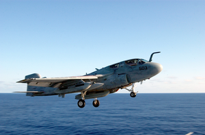 Ea-6b Prowler Launches From One Of Four Steam Powered Catapults On The Ship S Flight Deck Image