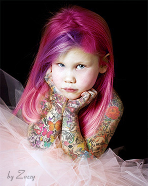 Cute Girl Tattoed By Zozzy Evil image vector clip art online royalty free