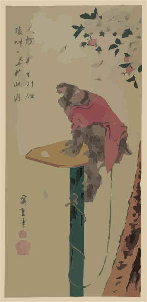 japanese cherry tree drawing. Monkey On A Leash And Cherry