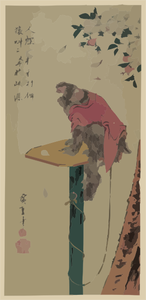 Monkey On A Leash And Cherry japanese cherry tree drawing. Monkey On A Leash And Cherry