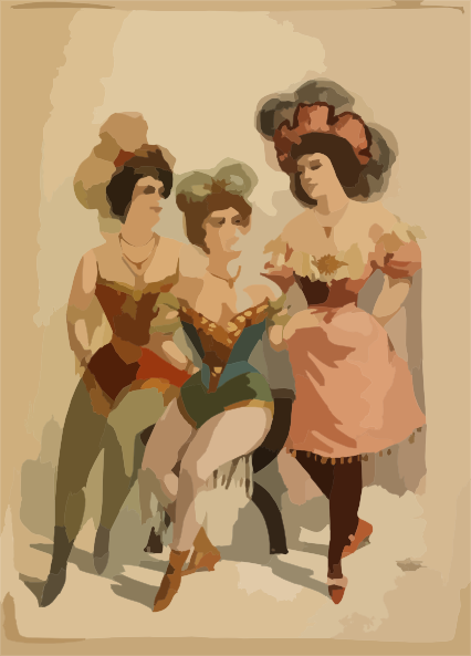 [three Women In Tights And Feathers] Clip Art at Clker.com - vector