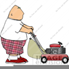 Man Pushing Lawn Mower Clipart Image