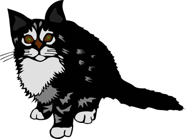 free clip art black and white cat - photo #49