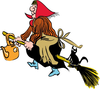 Cat On Broomstick Clipart Image