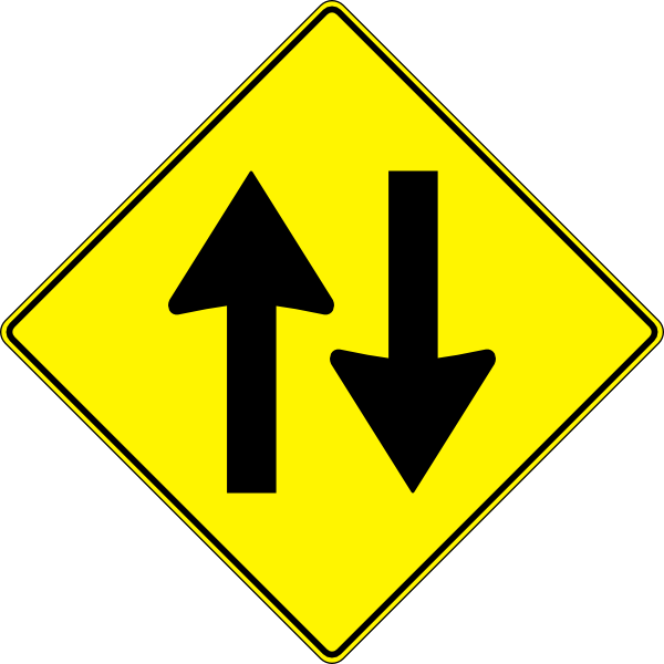 Paulprogrammer Yellow Road Sign Two Way Traffic clip art