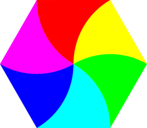 Swirly Hexagon 6 Color Clip Art