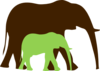 Brown And Green Mom And Baby Elephant Clip Art