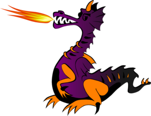 Purple Dragon With Flame Clip Art