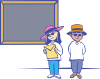 Kids In Front Of A Blackboard Clip Art