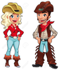 Little Cowboy And Cowgirl Clipart Image