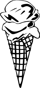 Ice Cream Cone (2 Scoop) (b And W) Clip Art