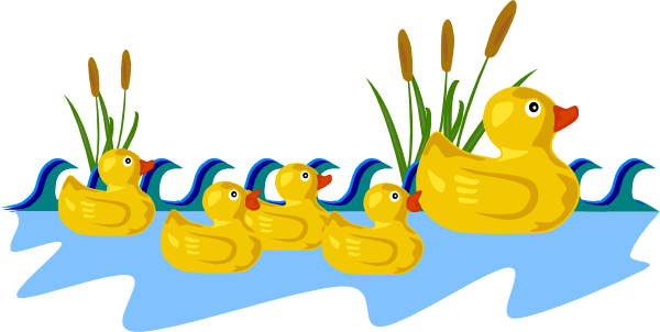 Kids Swimming Clipart. Duck Family Swimming