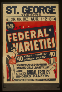 Federal Varieties 40 Stage, Radio, Screen Stars : Comedy Galore - Novelties - Dancing Girls - 20 Musicians : Added Attraction Rural Frolics : Singers - Dancers. Image