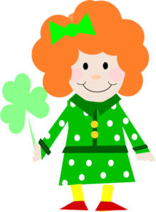Cute Irish Girl With Clover Clip Art