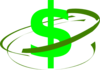 Green Swirl Around Money Sign Clip Art