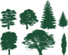 Green Tree Silhouettes Clip Art