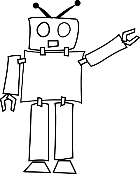 robot clipart black and white