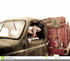 Skeleton Driving Truck Clipart Image