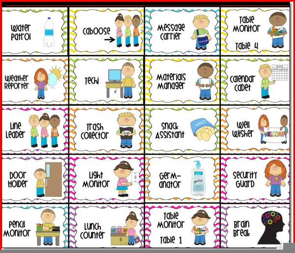 free classroom job chart clipart