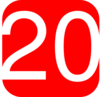 Red, Rounded, Square With Number 20 Clip Art