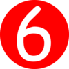 Red, Rounded,with Number 6 Clip Art
