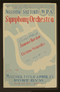 The Athletic & Recreation Dept. Presents Nassau Suffolk W.p.a. Symphony Orchestra Guest Artist Jeanne Gordon, Soprano - Christos Vrionides, Conductor : Popular & Semi-classic Music. Clip Art