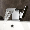 Wide Spout Contemporary Chrome Finish Waterfall Centerset Bathroom Sink Faucet--faucetsuperdeal.com Image