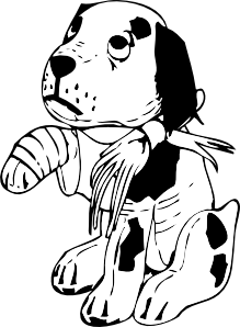 Sad Dog With A Broken Leg Clip Art