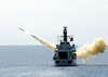 British Frigate Hms Richmond (f-239) Launches An Agm-84a  Harpoon  Missile Image