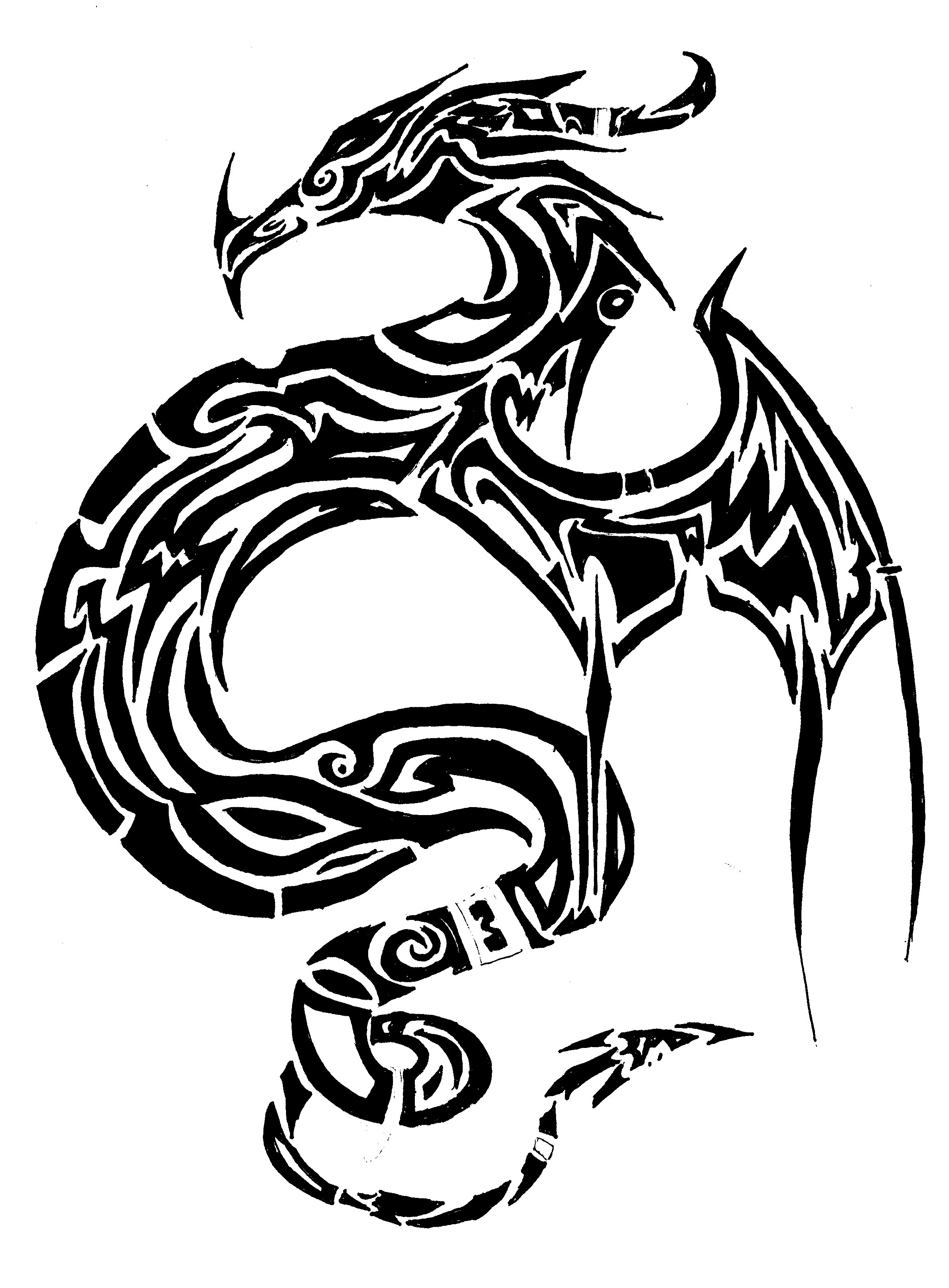 free black and white dragon clipart - photo #27