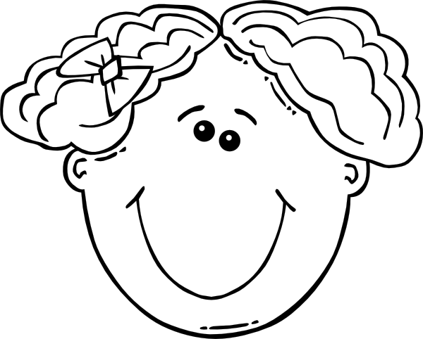 cartoon happy face pictures. Girl Face Cartoon Outline