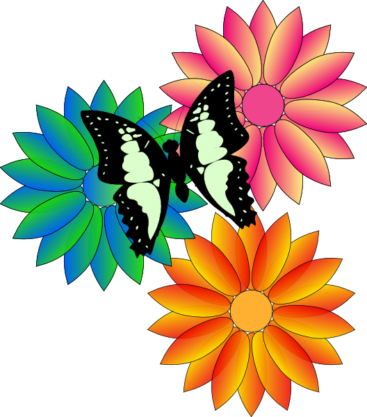 Butterfly And Flowers Clip Art at Clker.com - vector clip ...