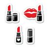 Lips Red Lipstick Icon Set Image