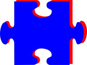 Puzzle Piece Blue With Red Clip Art