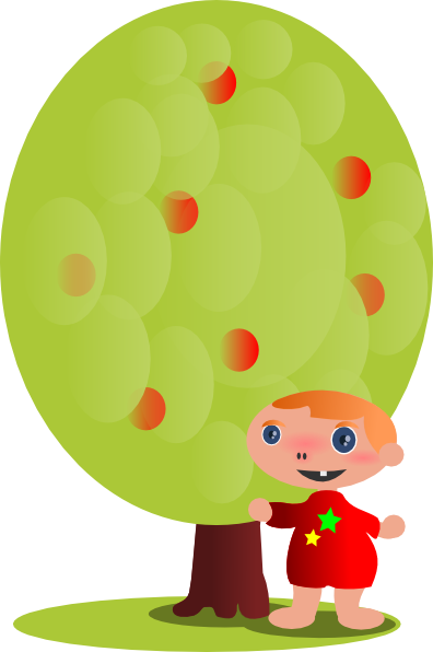 Free Clip Art Fruit. Red Fruit Tree With A Baby
