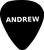 Guitar Pick Andrew (black And White) Clip Art