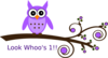 Purple Owl On Branch Birthday Clip Art